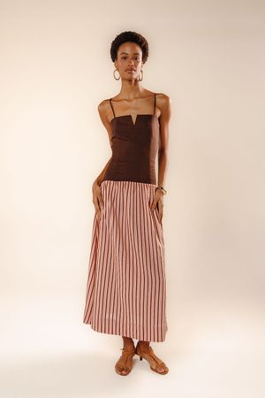 Vestido cropped Giulia estampa listra ciclo