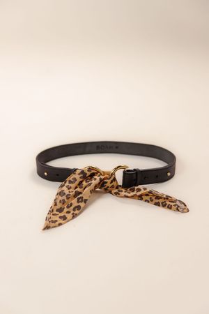 Cinto  Angélica preto + lenço leopardo