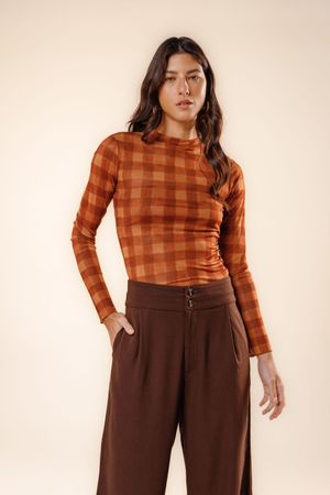 Blusa Tarcila estampa xadrez memória