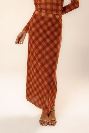 Saia cropped tule Meire estampa xadrez memória