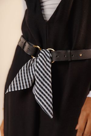 Cinto Angélica preto + lenço listras