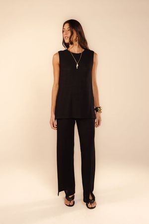 Calça cropped malha Isolda preto 