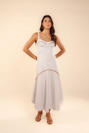 Vestido cropped Estela estampa listra entardecer