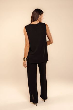 Blusa malha com cinto Meire preto