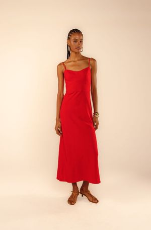 Vestido cropped Lumara vermelho vestígio