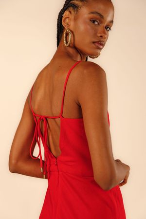 Vestido cropped Lumara vermelho vestígio