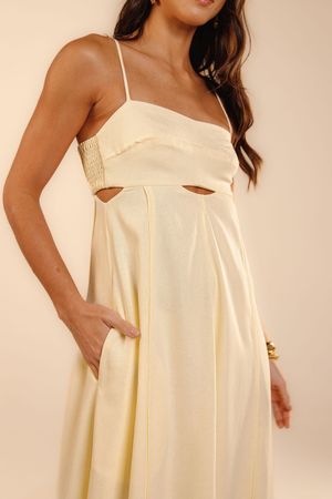 Vestido cropped Lai amarelo luz