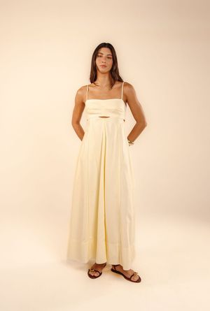 Vestido cropped Lai amarelo luz