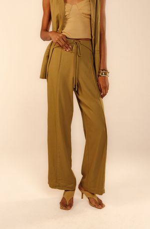 Calça longa Althéa verde âmbar