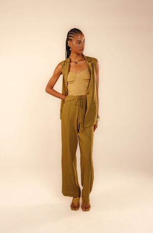 Calça longa Althéa verde âmbar
