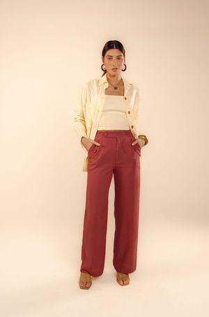 Calça  longa Kiara vinho entressol
