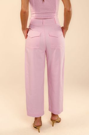 Calça cropped Matilde  rosa boreal