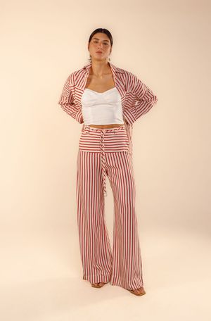 Calça longa Babi listra poema 