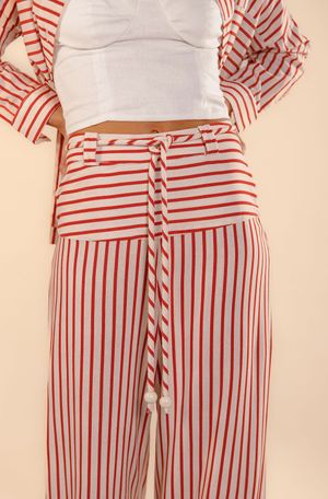 Calça longa Babi listra poema 