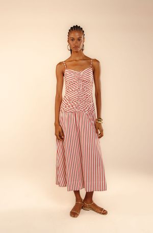 Vestido cropped Brina listra poema 