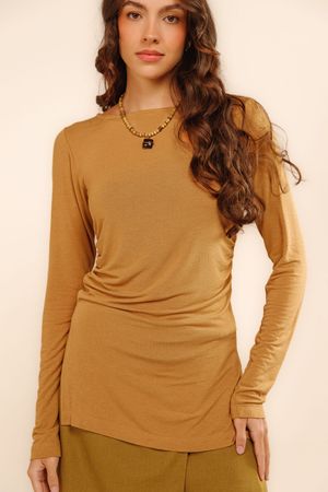 Blusa malha Heloísa caramelo