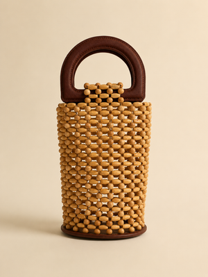 Bolsa Contas tramada alça marrom