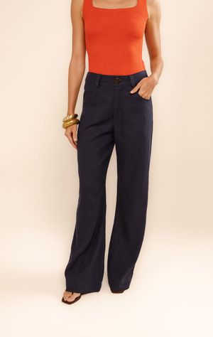 Calça longa Lêda azul marinho