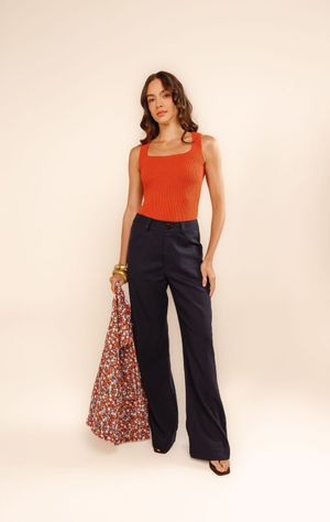 Calça longa Lêda azul marinho