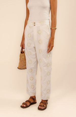 Calça cropped Nena bordado magnólia