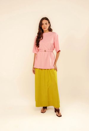 T-shirt malha com cinto Lola  rosa  boreal