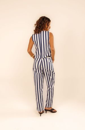 Blusa colete Luna na listra oceano