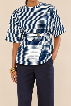 T-shirt malha com cinto Lola listra oceano