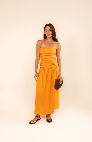 Vestido cropped  Sibele laranja tropical