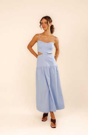 Vestido cropped Mabel azul reluz
