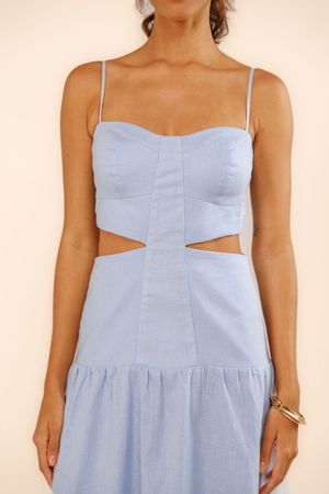 Vestido cropped Mabel azul reluz