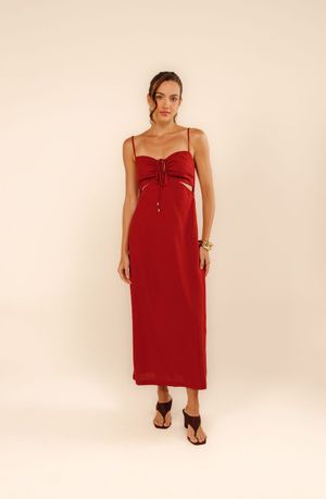 Vestido cropped Rosa  vermelho amaranto