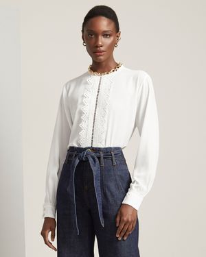 Blusa Manga Longa com Renda