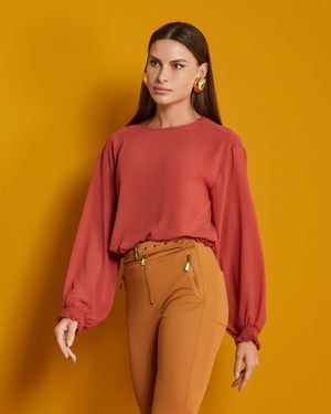 Blusa com Cós e Punhos em Lastex