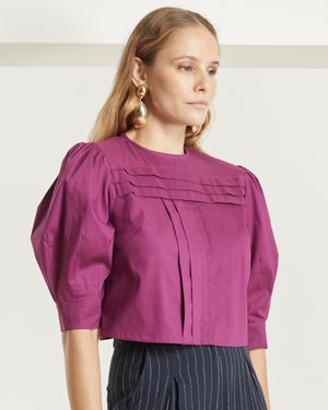 Blusa de Tricoline com Pregas
