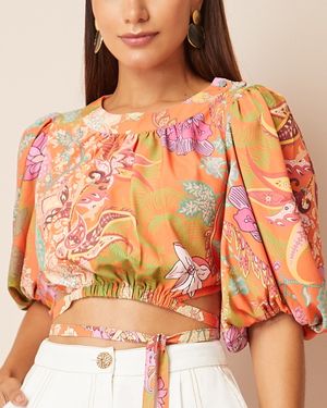 Blusa estampada com Amarração