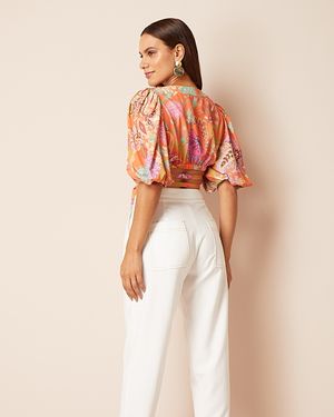 Blusa estampada com Amarração