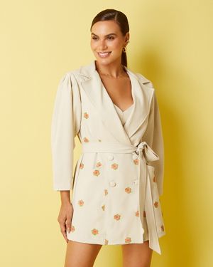 Conjunto Blazer Bordado, Short e Cropped