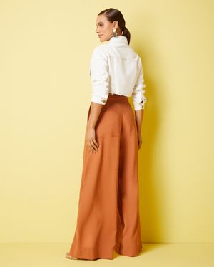 Calça Pantalona Prega Transpassada