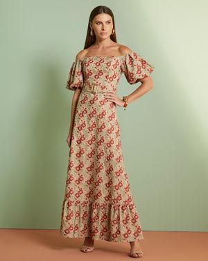 Vestido Ombro a Ombro Bordado