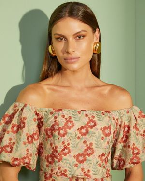 Vestido Ombro a Ombro Bordado