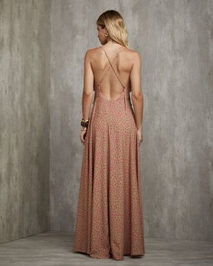 Vestido Longo com Estampa de Onça