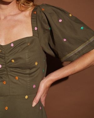 Vestido Curto de Algodão Poá
