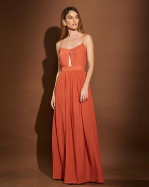 Vestido Longo de Alça Busto Drapeado