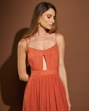 Vestido Longo de Alça Busto Drapeado