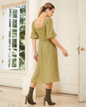Vestido Midi de Laise com Cinto