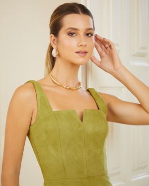 Vestido Midi de Alça com Recortes
