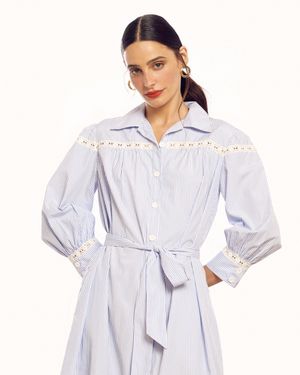 Vestido Midi de Tricoline Listrado