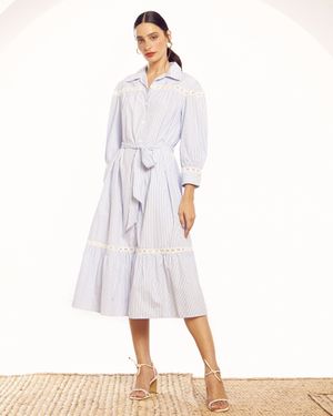 Vestido Midi de Tricoline Listrado