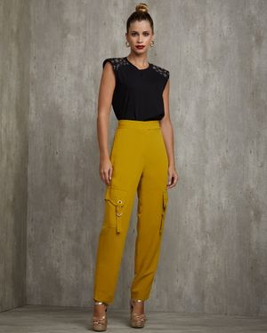 Calça de Linho com Bolso Lateral