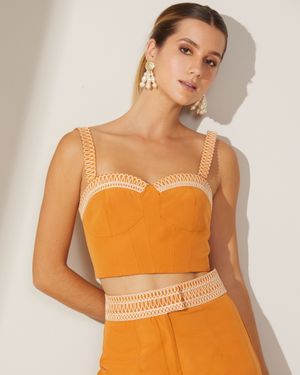 Conjunto Calça e Cropped Bordado
